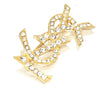 Yves Saint Laurent Yves Saint Laurent Gold Color Brooch with Rhinestones and Logo Design