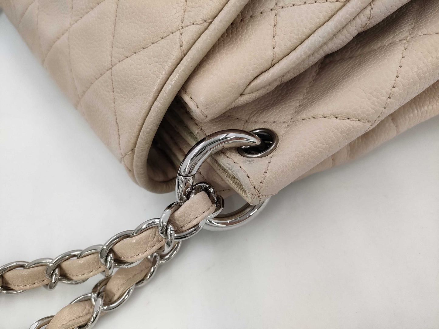 CHANEL Caviar Skin Beige Shoulder Bag