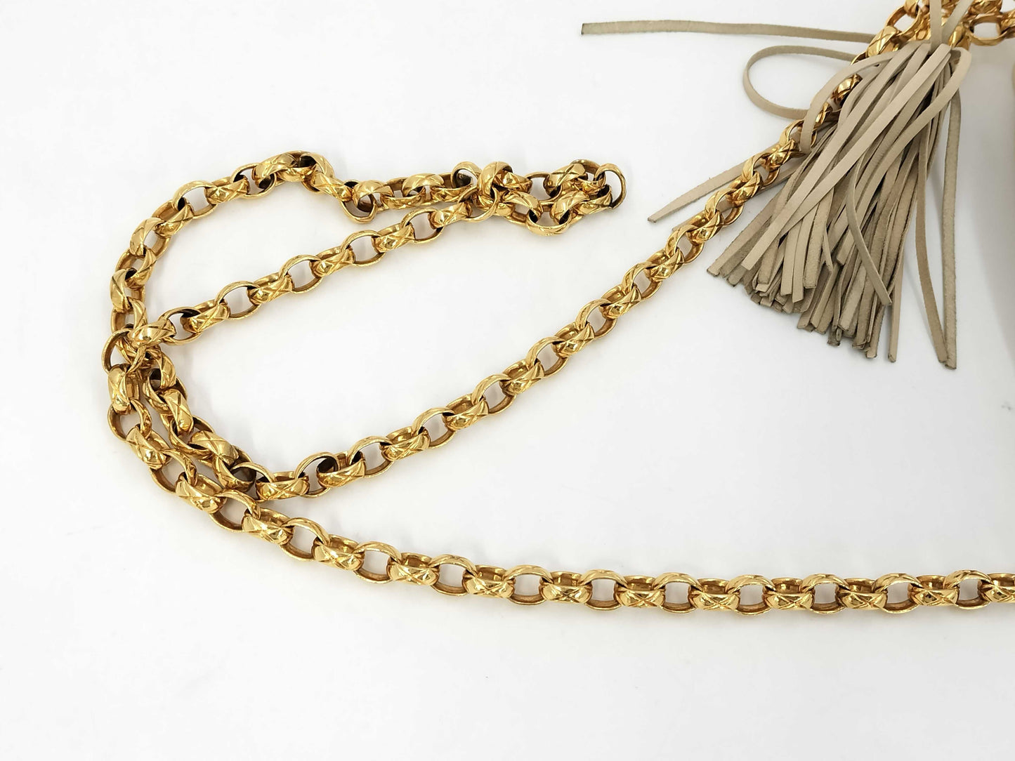 CHANEL Matelasse Fringe Tassel Beaded Chain Shoulder Bag