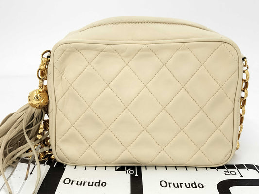 CHANEL Matelasse Fringe Tassel Beaded Chain Shoulder Bag