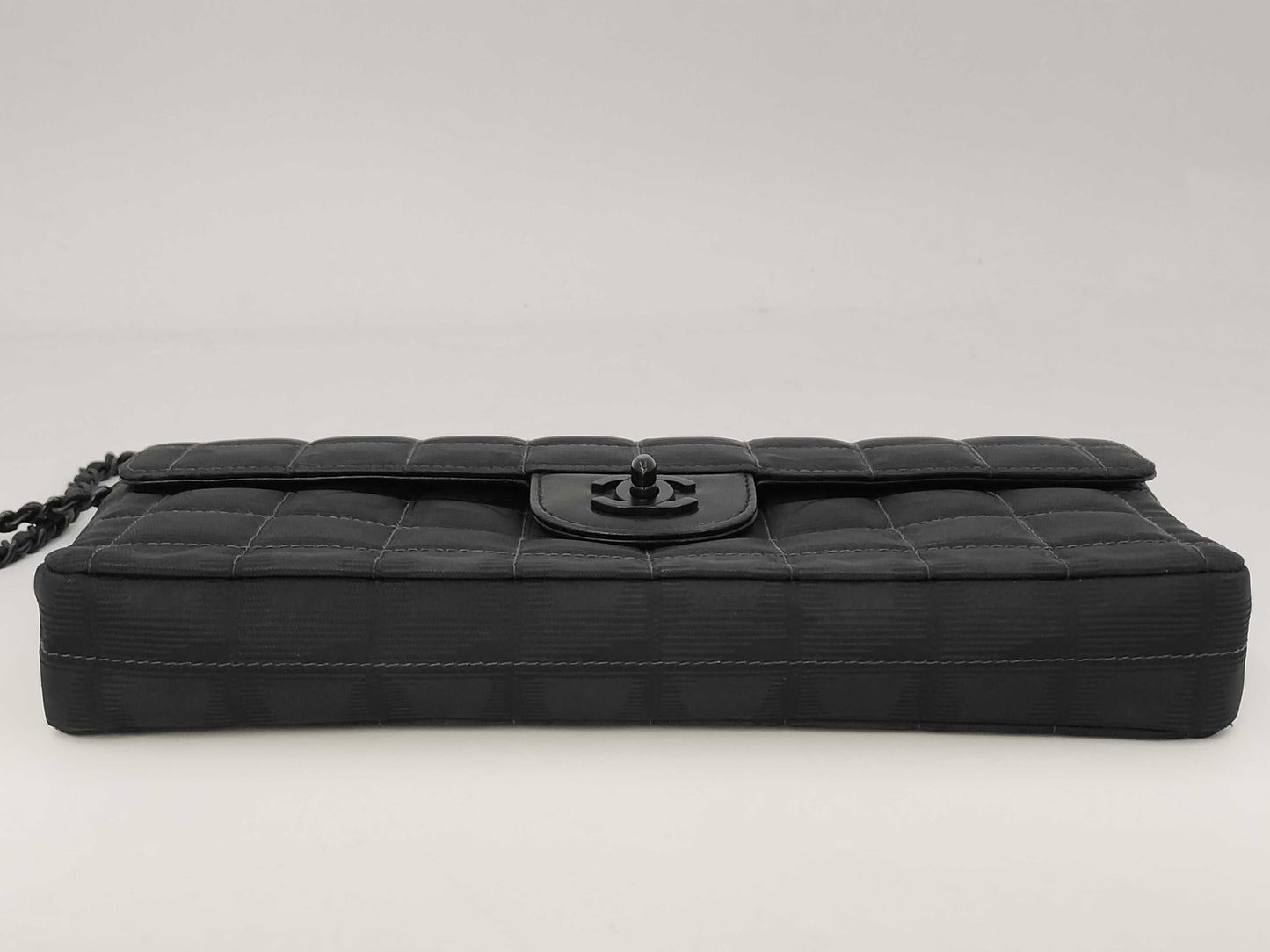 CHANEL New Travel Line East West Chain Shoulder Bag in So Black Nylon with Dust Bag and Seal