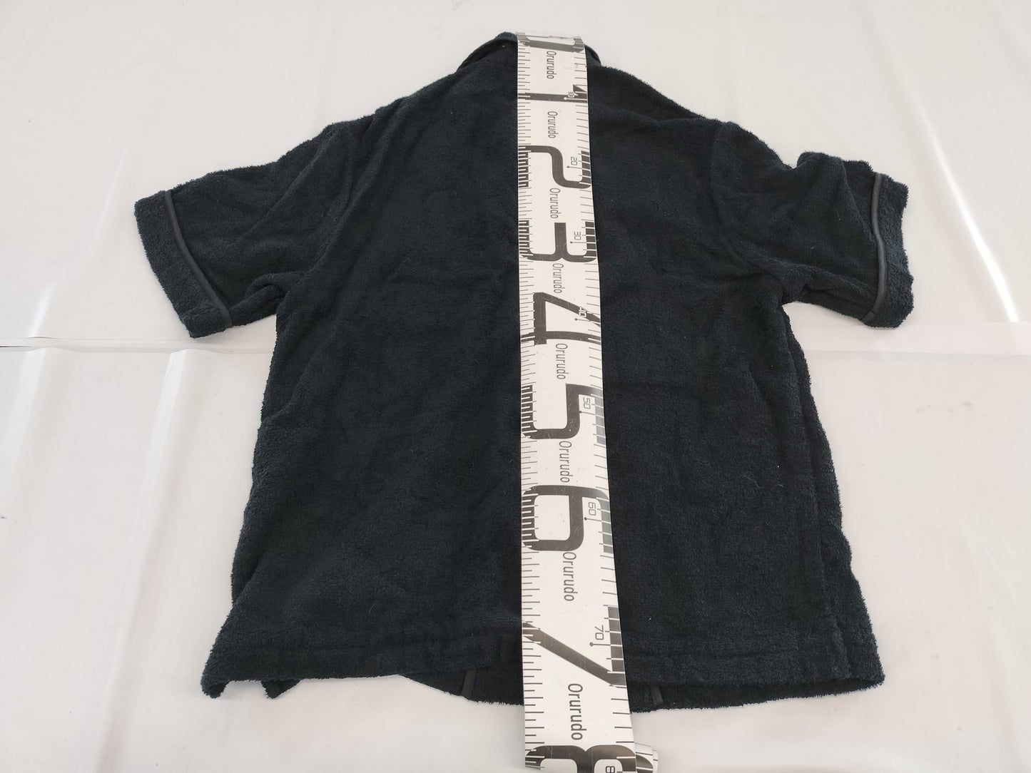 PRADA Men's Triangle Logo Terry Cloth Terry Shirt with Triangle Logo Plate, Black, NFC Tag, QR Code Tag, Size Small
