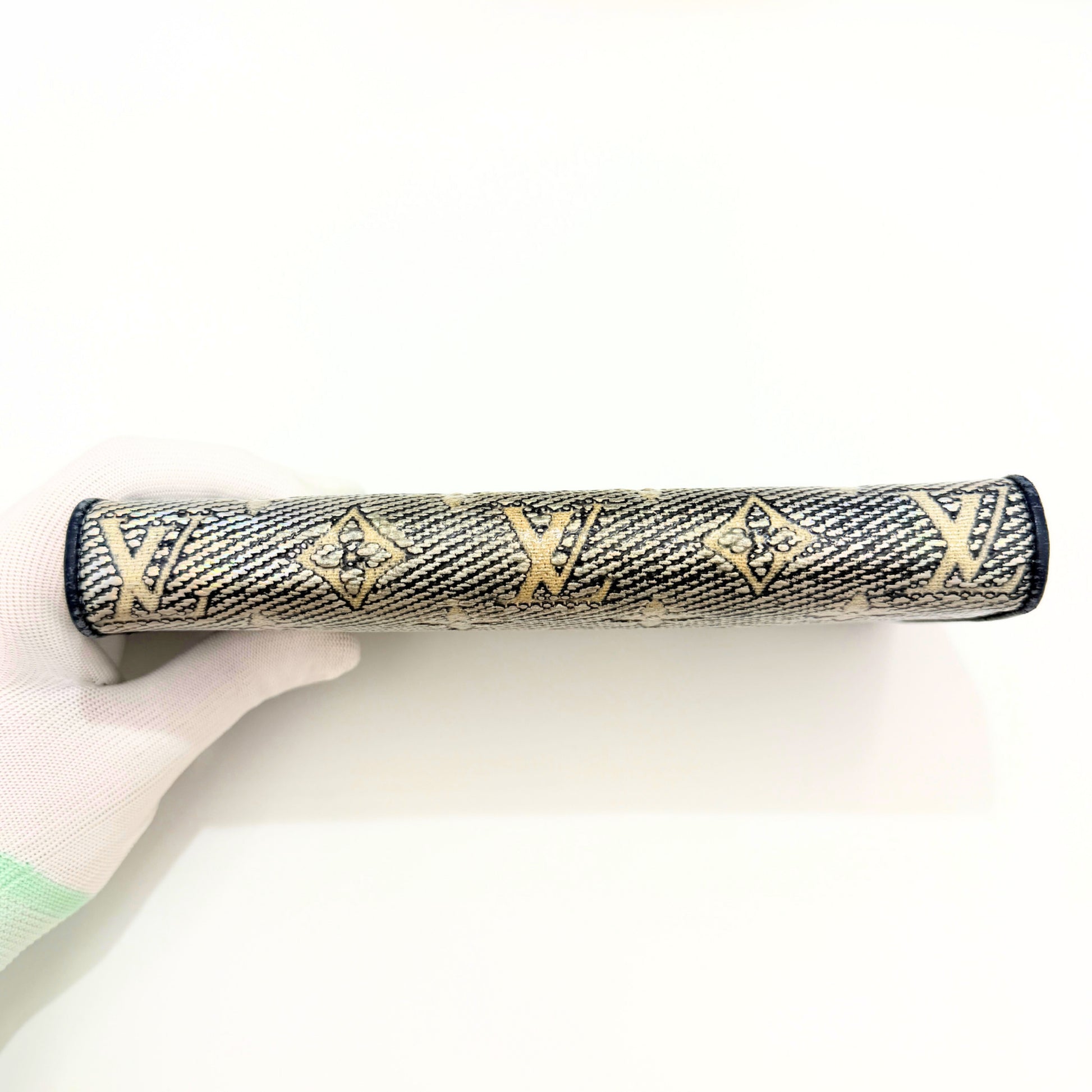 LOUIS VUITTON Monogram Jacquard Zippy Wallet, Navy, M82468, Wallet, Box, Dust Bag Included