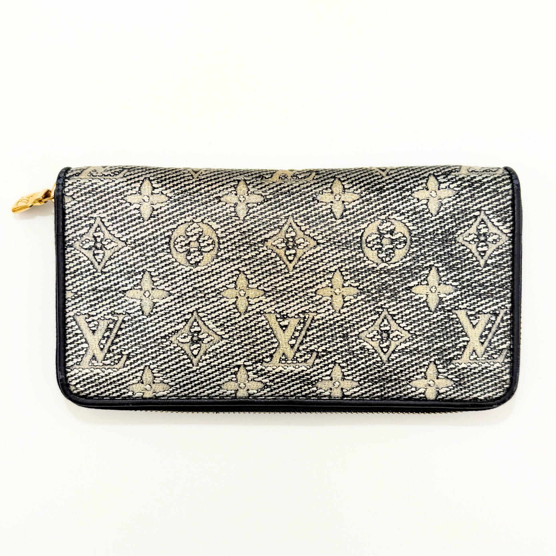 LOUIS VUITTON Monogram Jacquard Zippy Wallet, Navy, M82468, Wallet, Box, Dust Bag Included