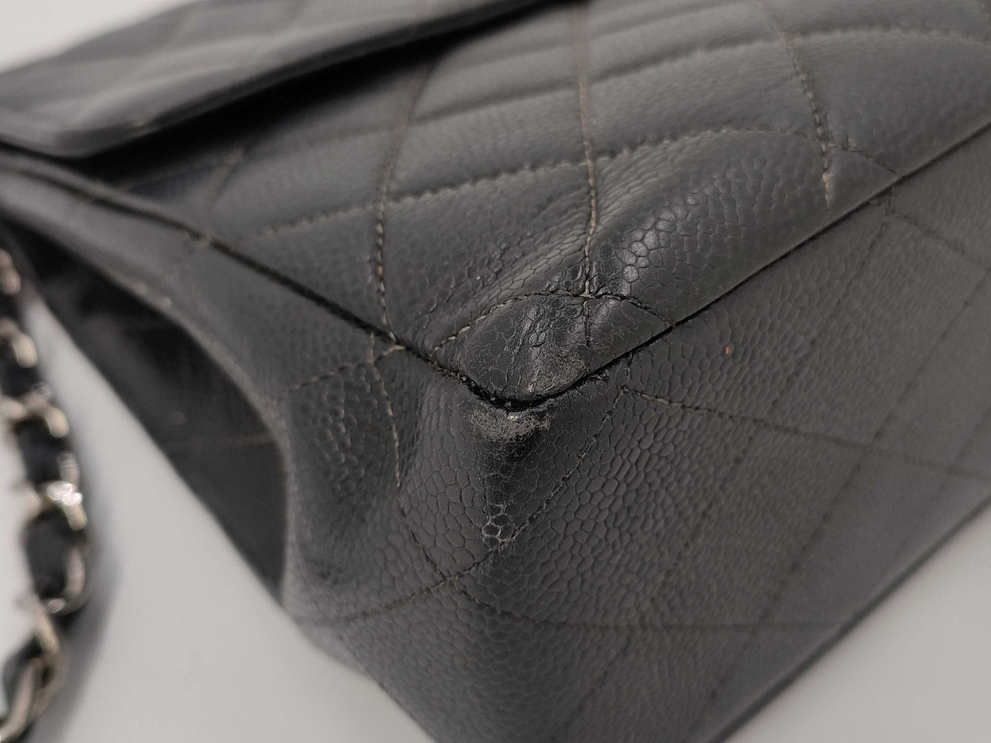 CHANEL Deca Matelasse 30 Chain Shoulder Bag with Turnlock Caviar Skin