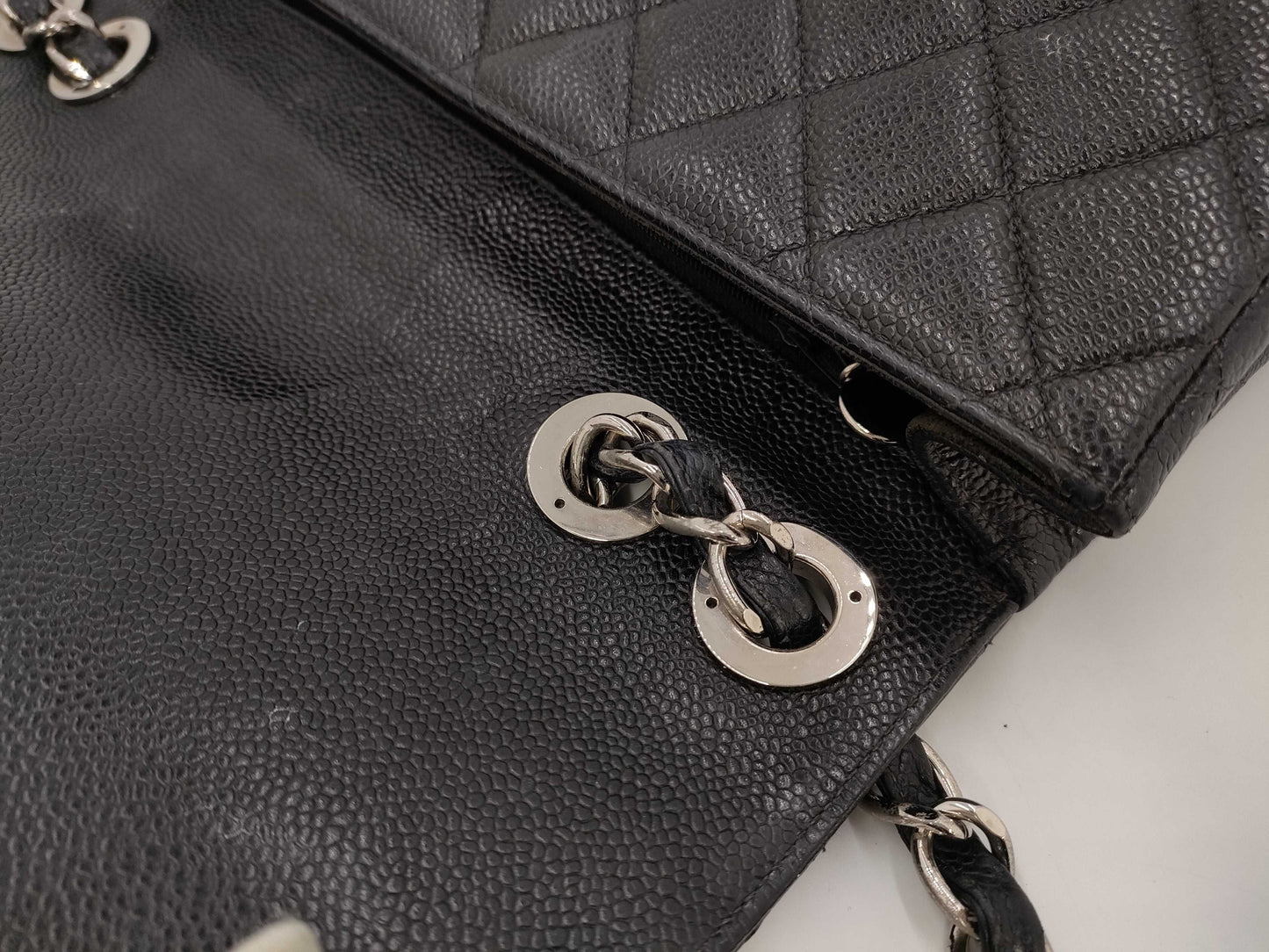 CHANEL Deca Matelasse 30 Chain Shoulder Bag with Turnlock Caviar Skin