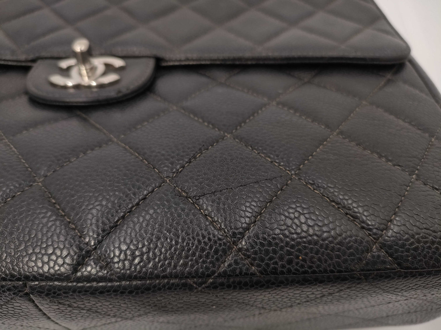 CHANEL Deca Matelasse 30 Chain Shoulder Bag with Turnlock Caviar Skin