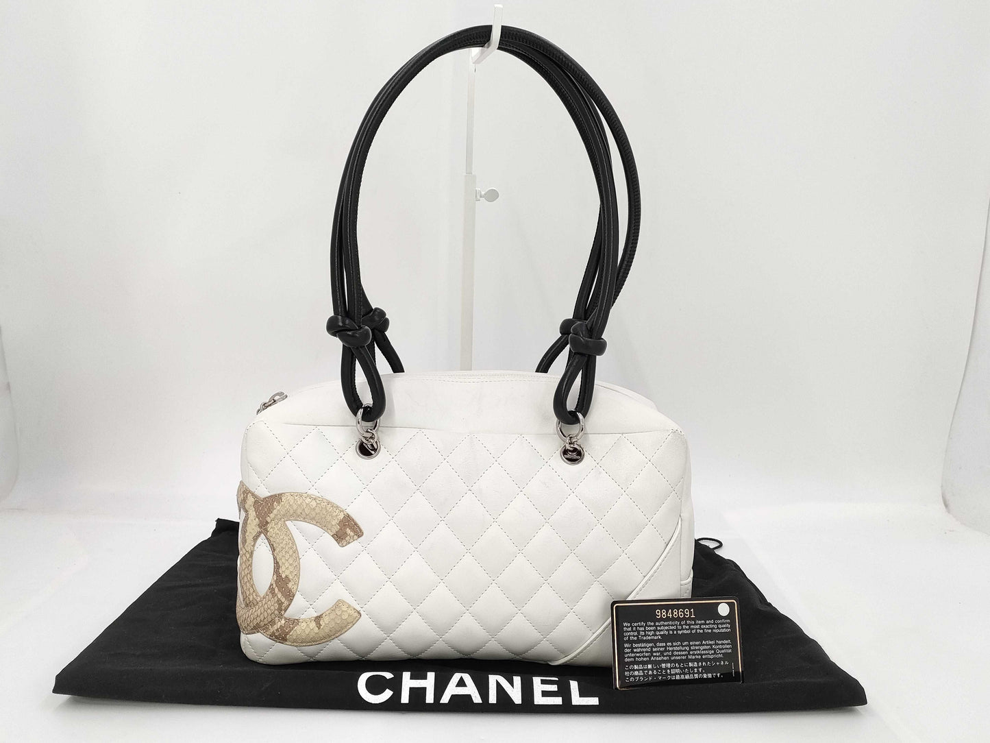 CHANEL Cambon Line White Bag Warranty 9848691 Handbag