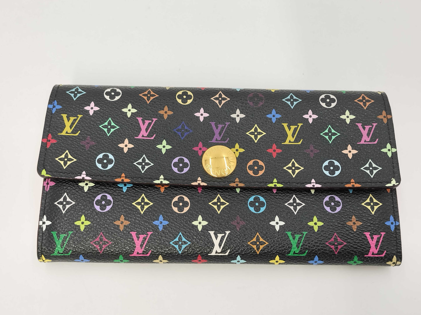 LOUIS VUITTON LV Portefeuille Sarah Multicolor Black M93747 Wallet with Box