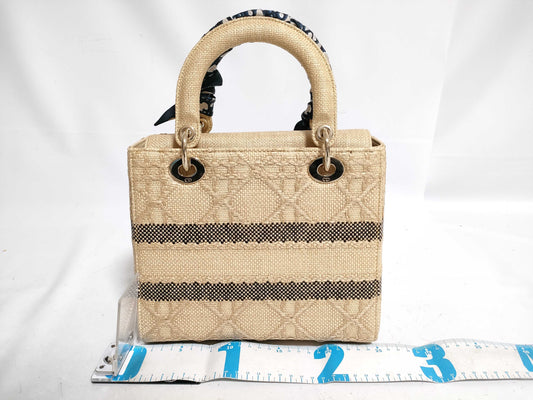Dior Lady Delight Medium Cannage Raffia Handbag