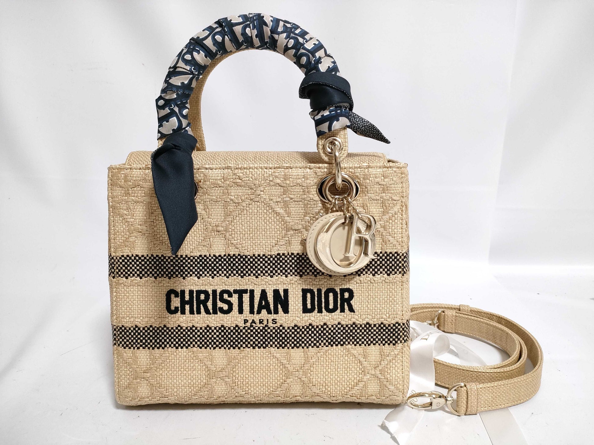 Dior Lady Delight Medium Cannage Raffia Handbag