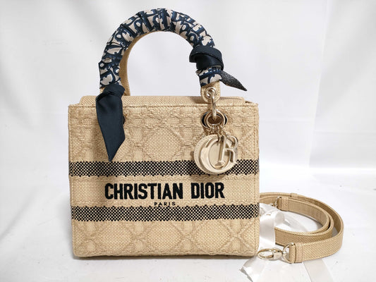 Dior Lady Delight Medium Cannage Raffia Handbag