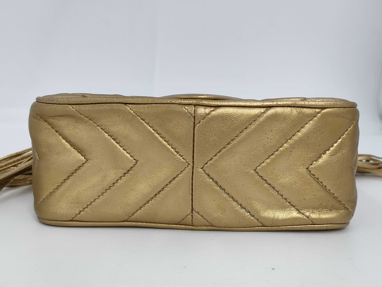 CHANEL Lamb V-Stitch Fringed Shoulder Bag with Seal
