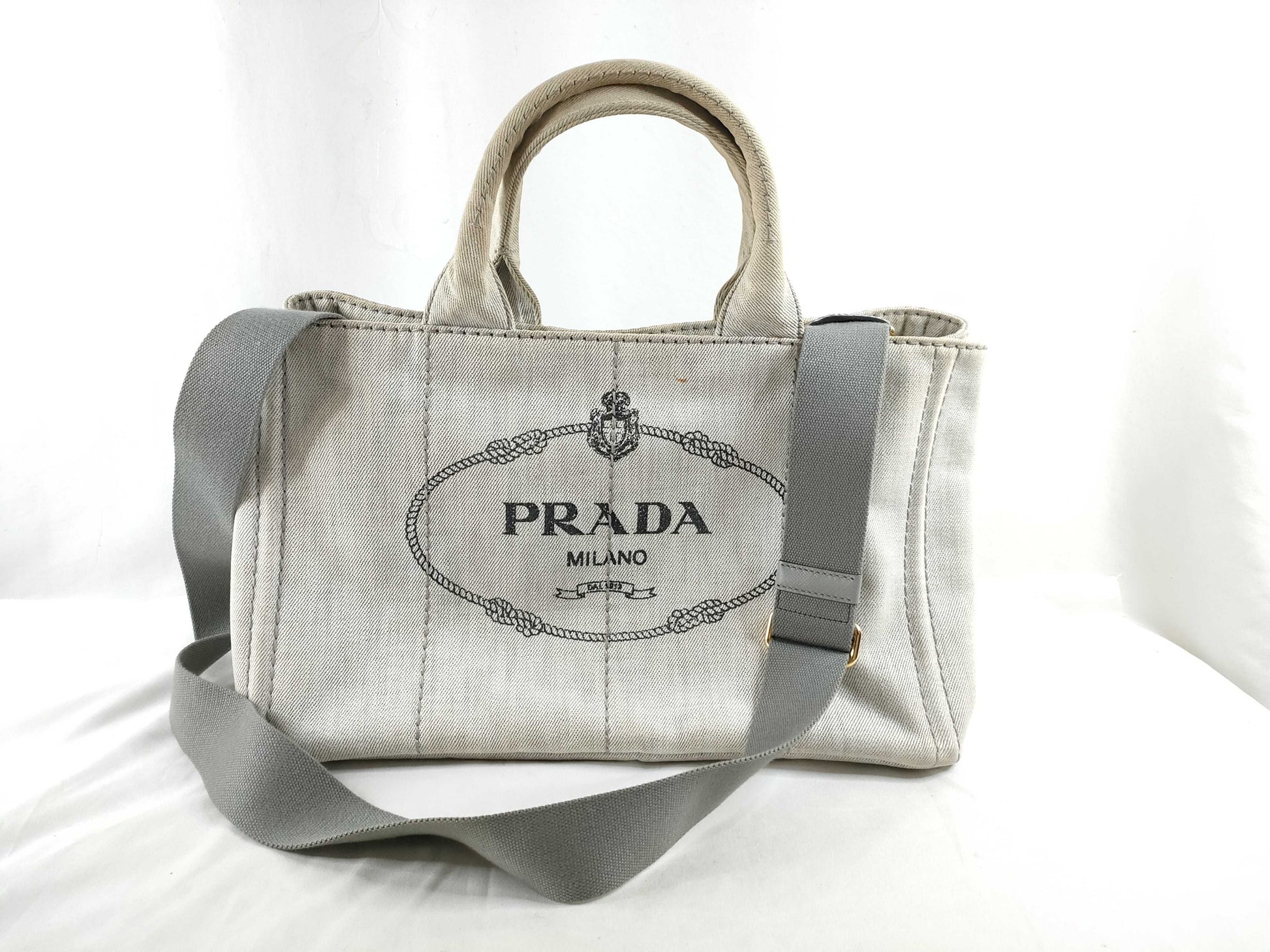 PRADA Canapa Tote Bag with Strap