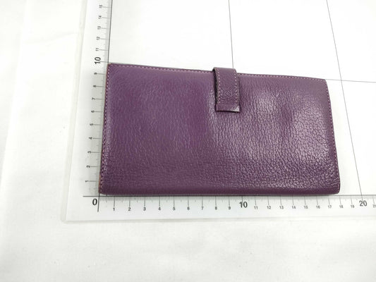 HERMES Leather Bearn Soufflet Engraved Wallet