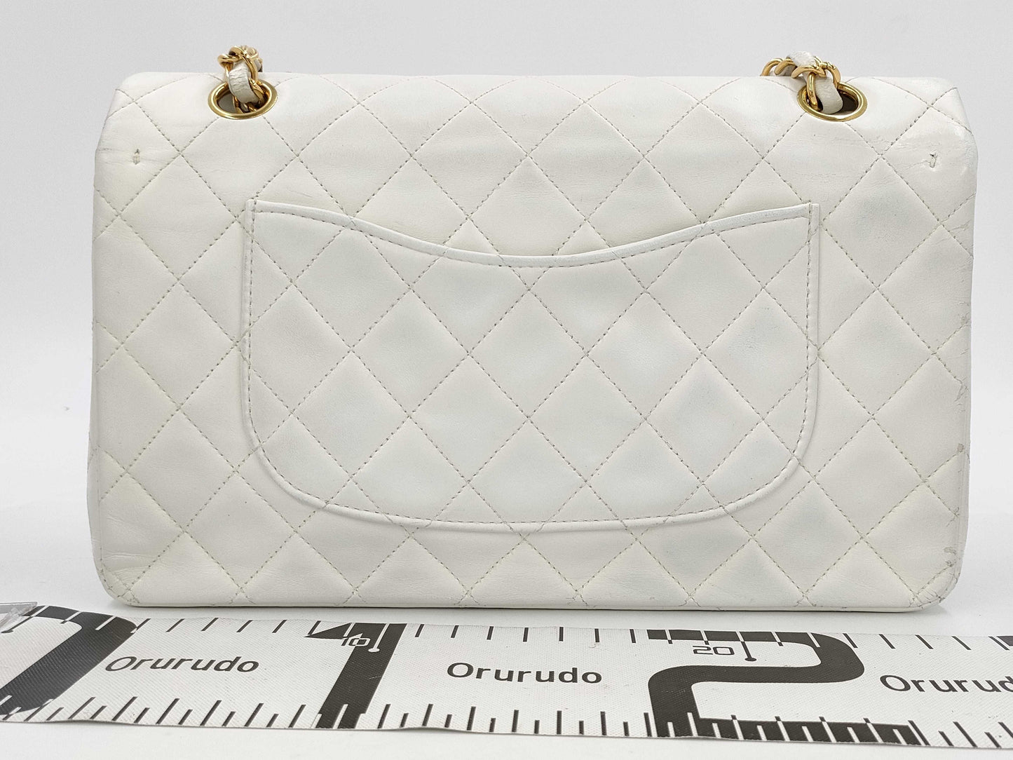 CHANEL Matelasse 25 White Double Flap Chain Shoulder Bag