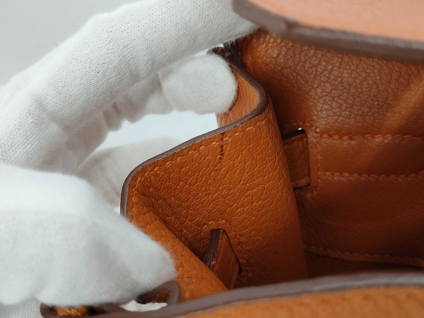 HERMES Birkin 35 Handbag, Orange Togo Leather, Silver Hardware, K Stamp