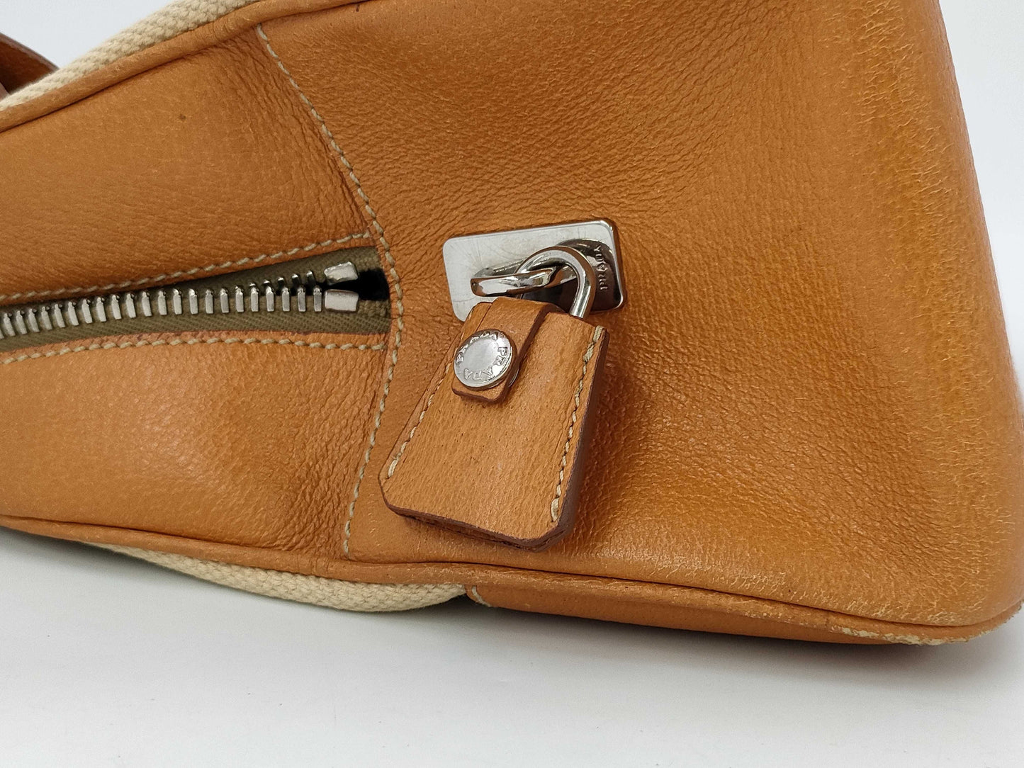 PRADA Canvas Leather Handbag Shoulder Bag Tote Bag