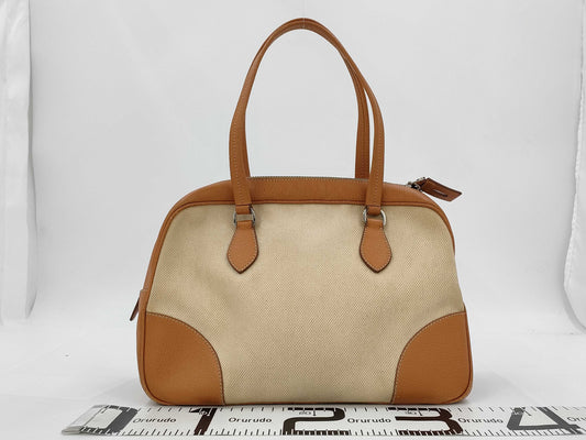 PRADA Canvas Leather Handbag Shoulder Bag Tote Bag