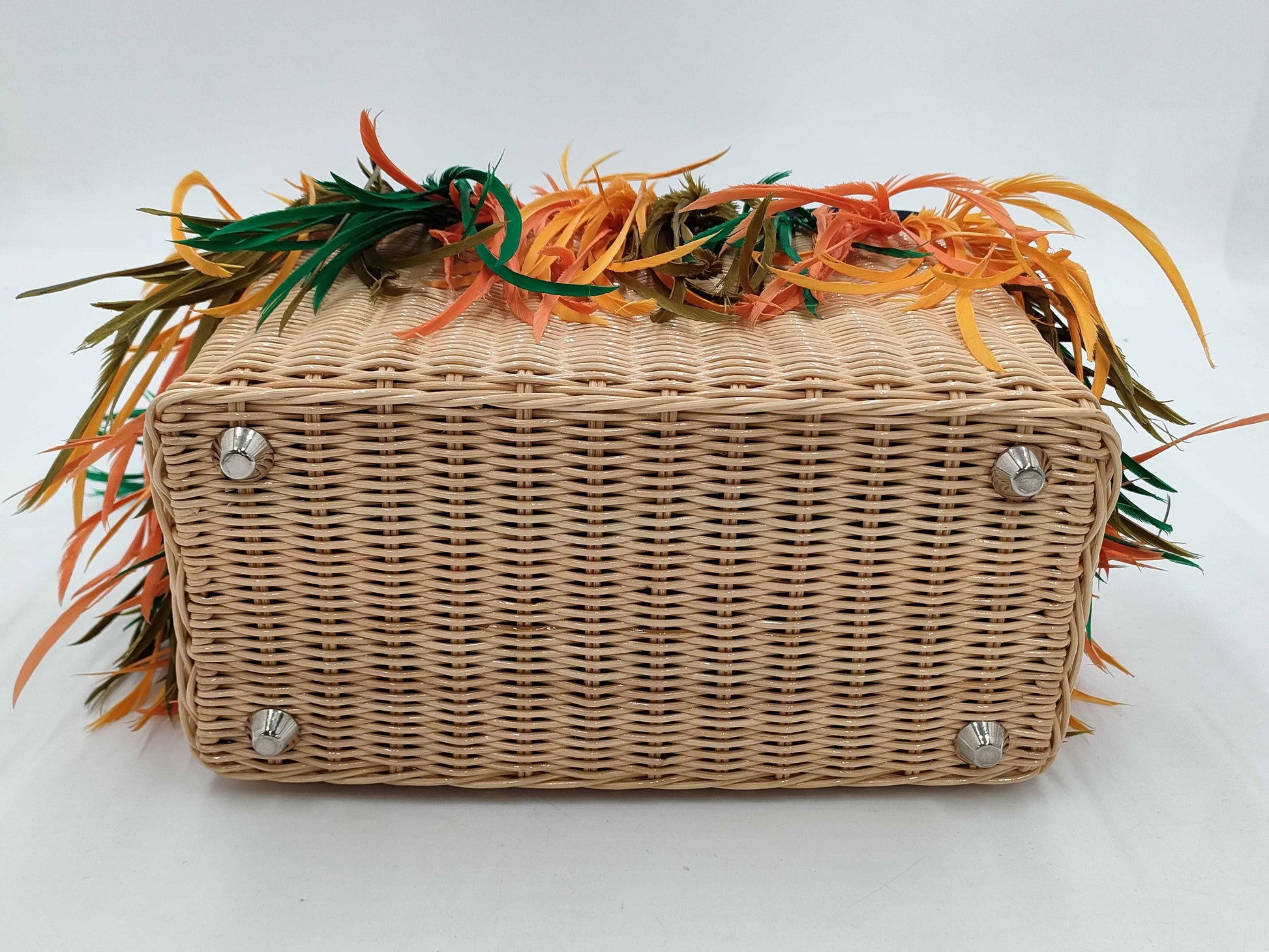 PRADA 1BG835 Wicker Feather Handbag