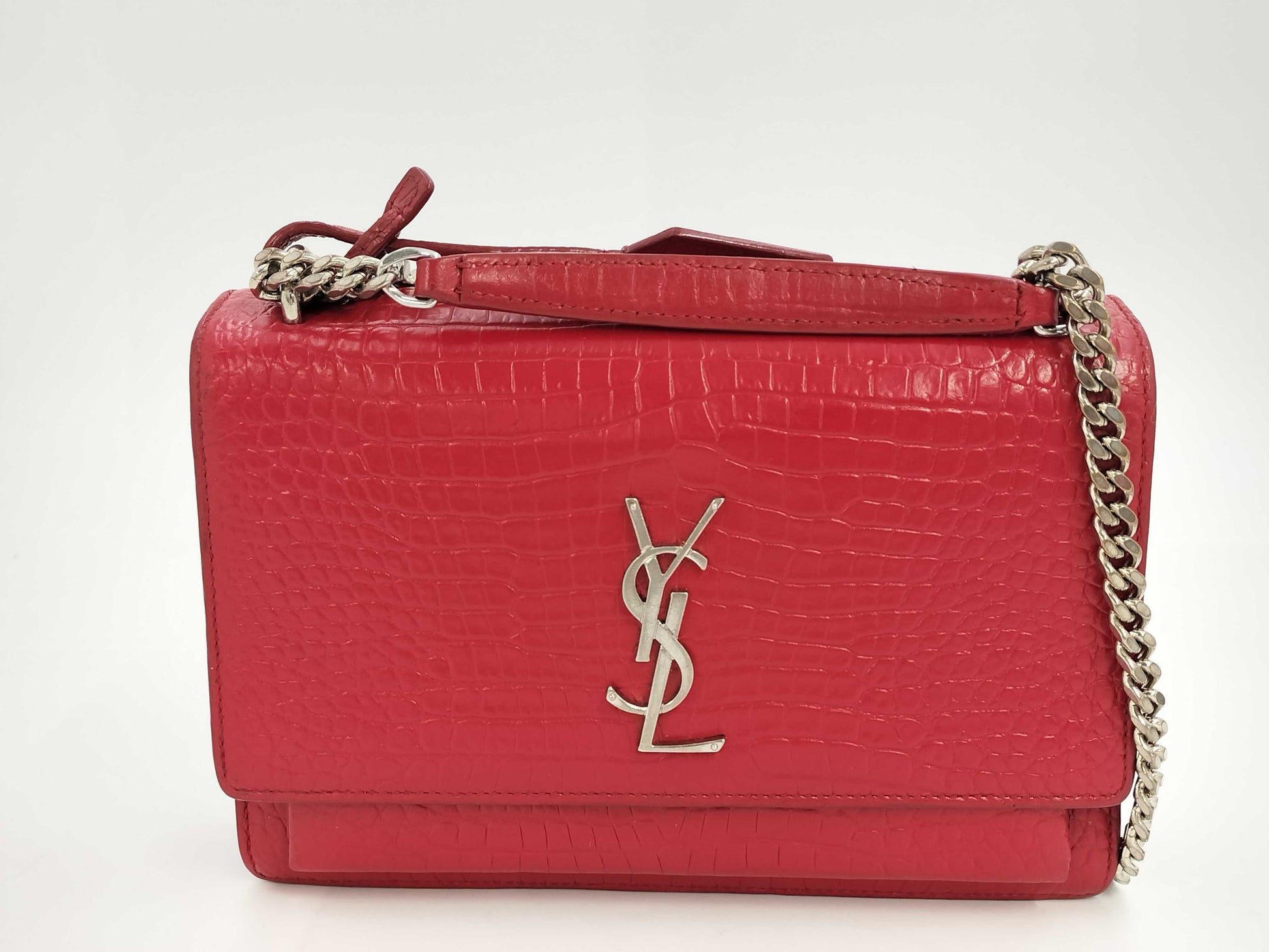 SAINT LAURENT Sunset Crocodile Shoulder Bag