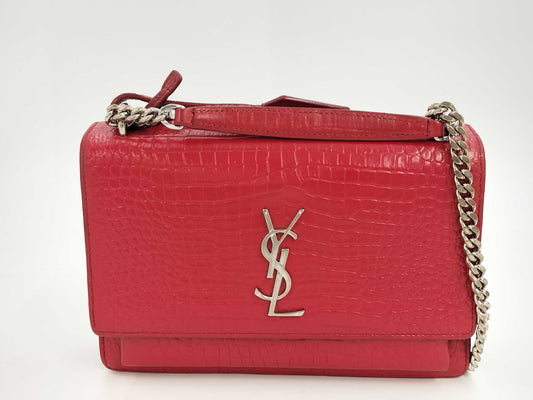 SAINT LAURENT Sunset Crocodile Shoulder Bag