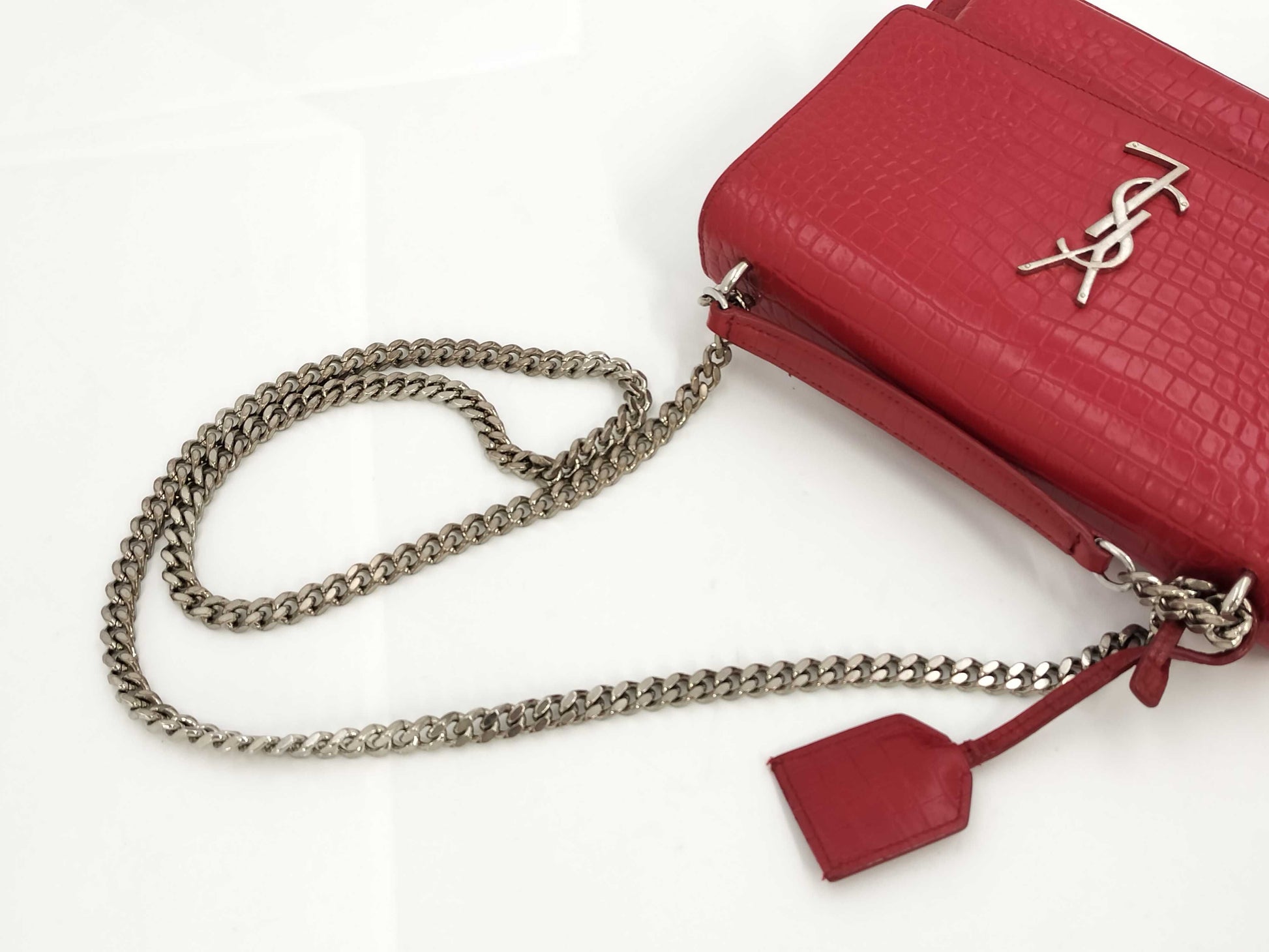 SAINT LAURENT Sunset Crocodile Shoulder Bag