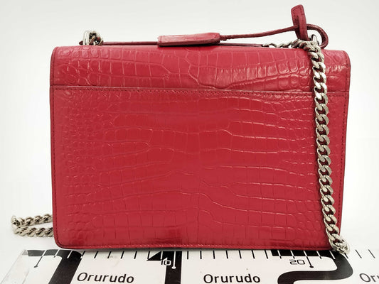 SAINT LAURENT Sunset Crocodile Shoulder Bag