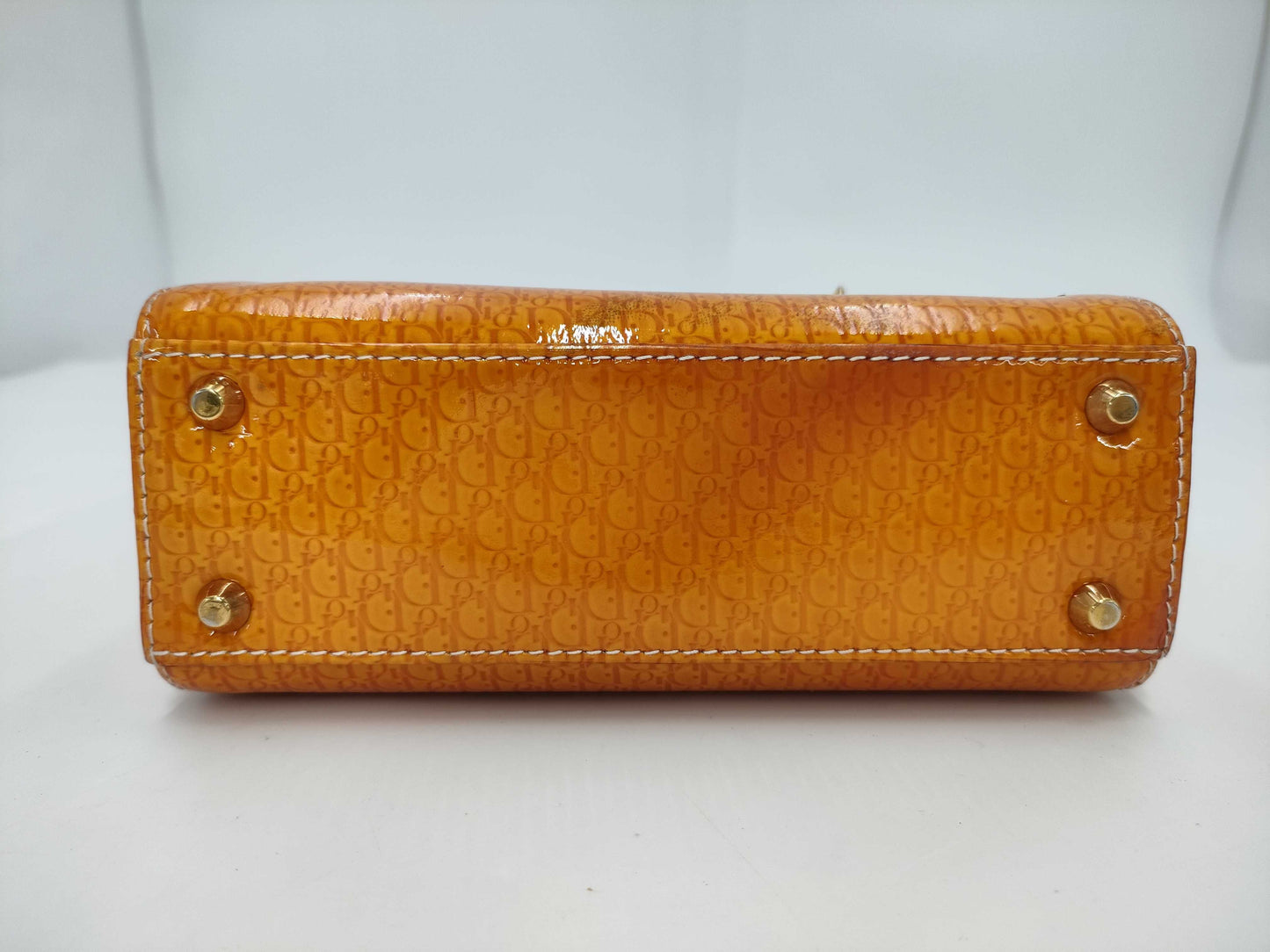 Dior Christian Dior Lady Dior Mini Enamel Orange Handbag