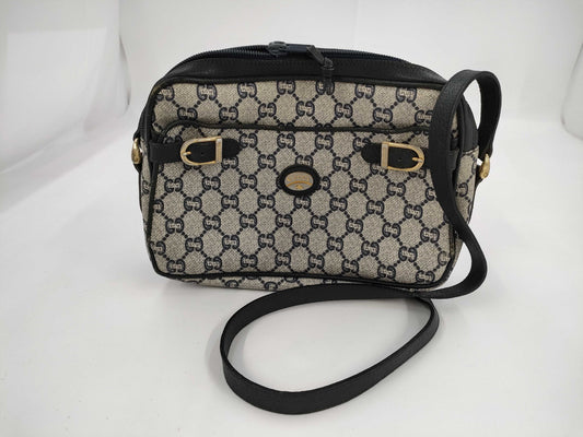 GUCCI Gucci Plus GG Plus PVC Navy Shoulder Bag