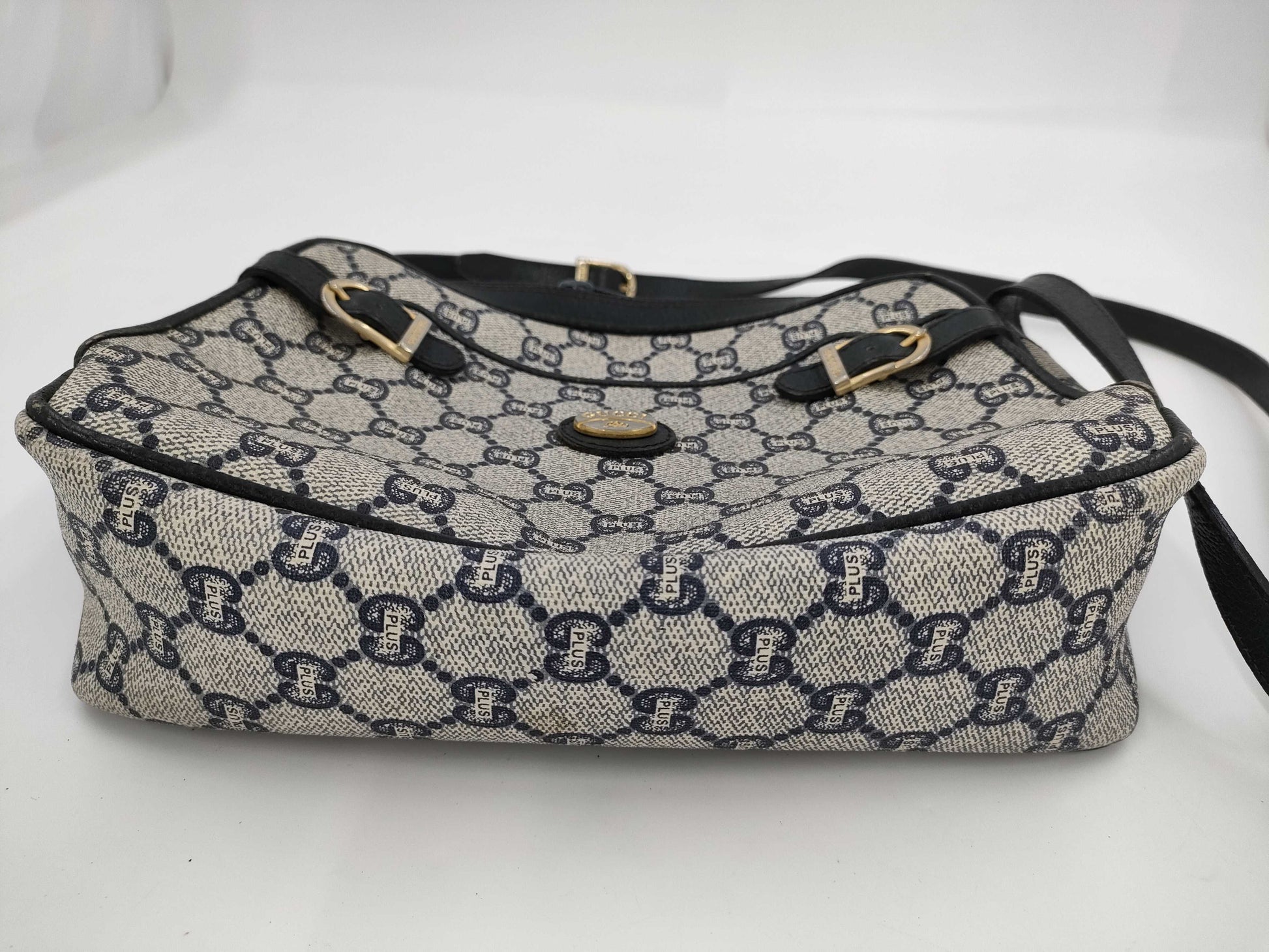 GUCCI Gucci Plus GG Plus PVC Navy Shoulder Bag