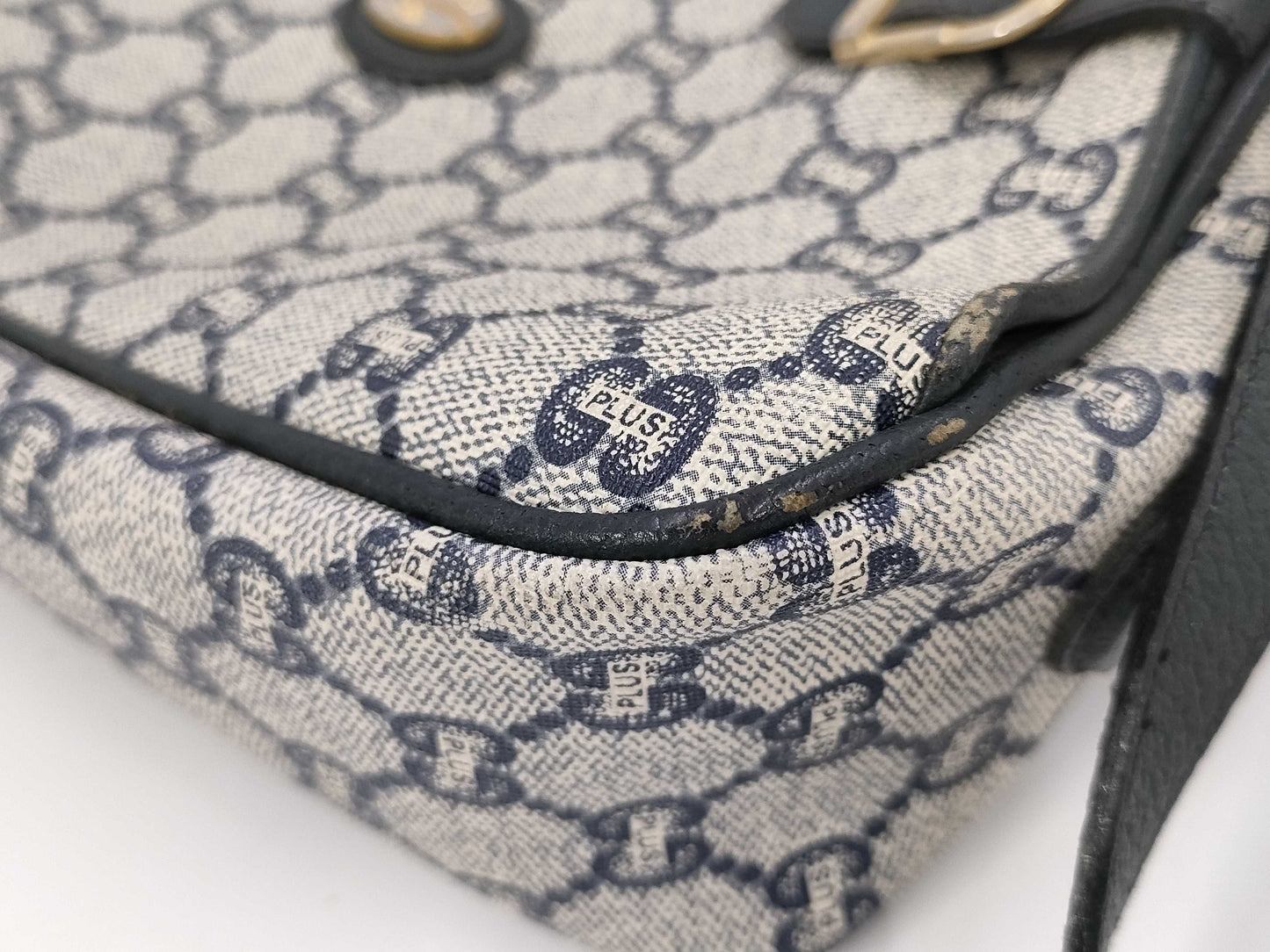 GUCCI Gucci Plus GG Plus PVC Navy Shoulder Bag
