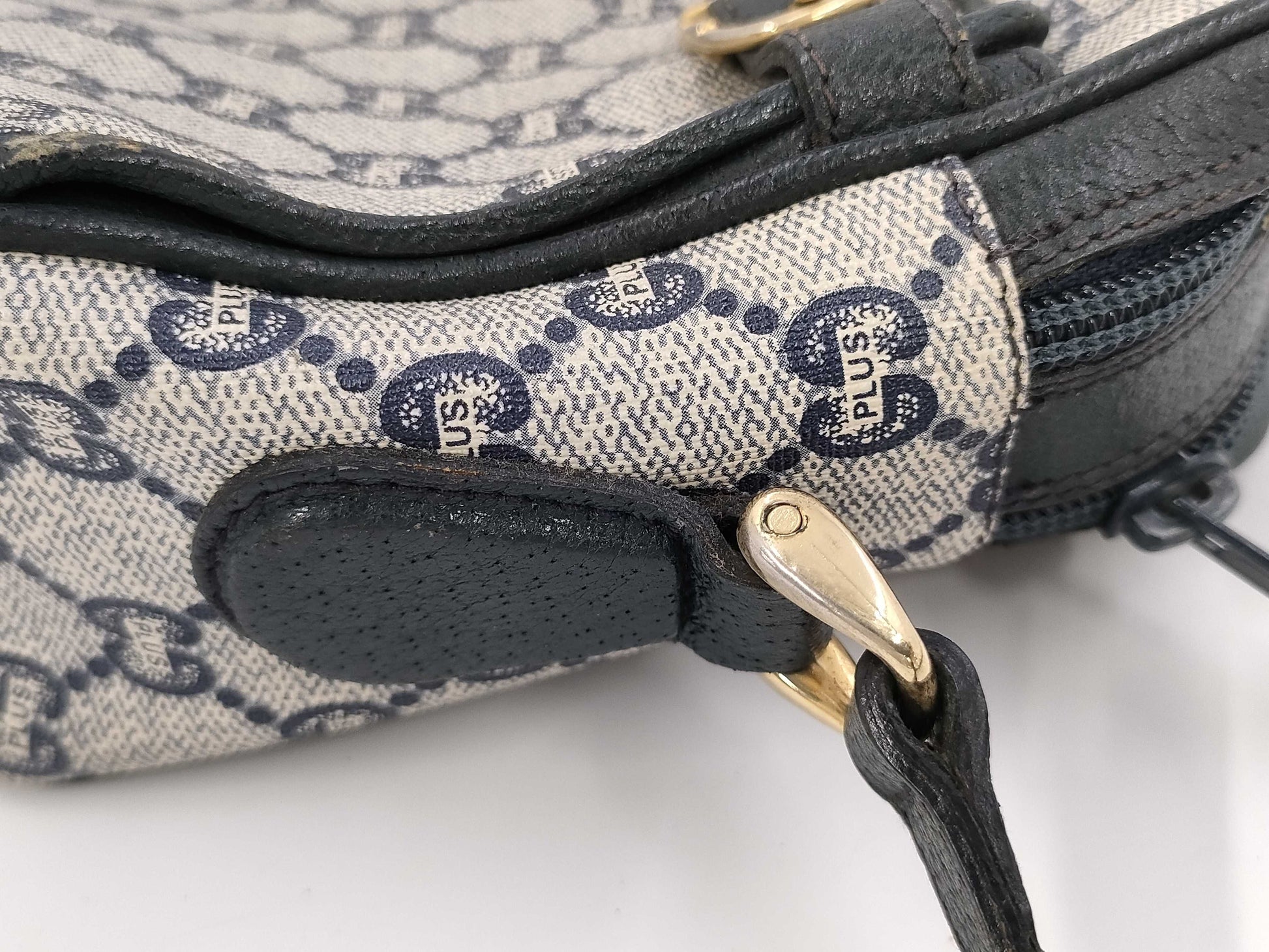 GUCCI Gucci Plus GG Plus PVC Navy Shoulder Bag