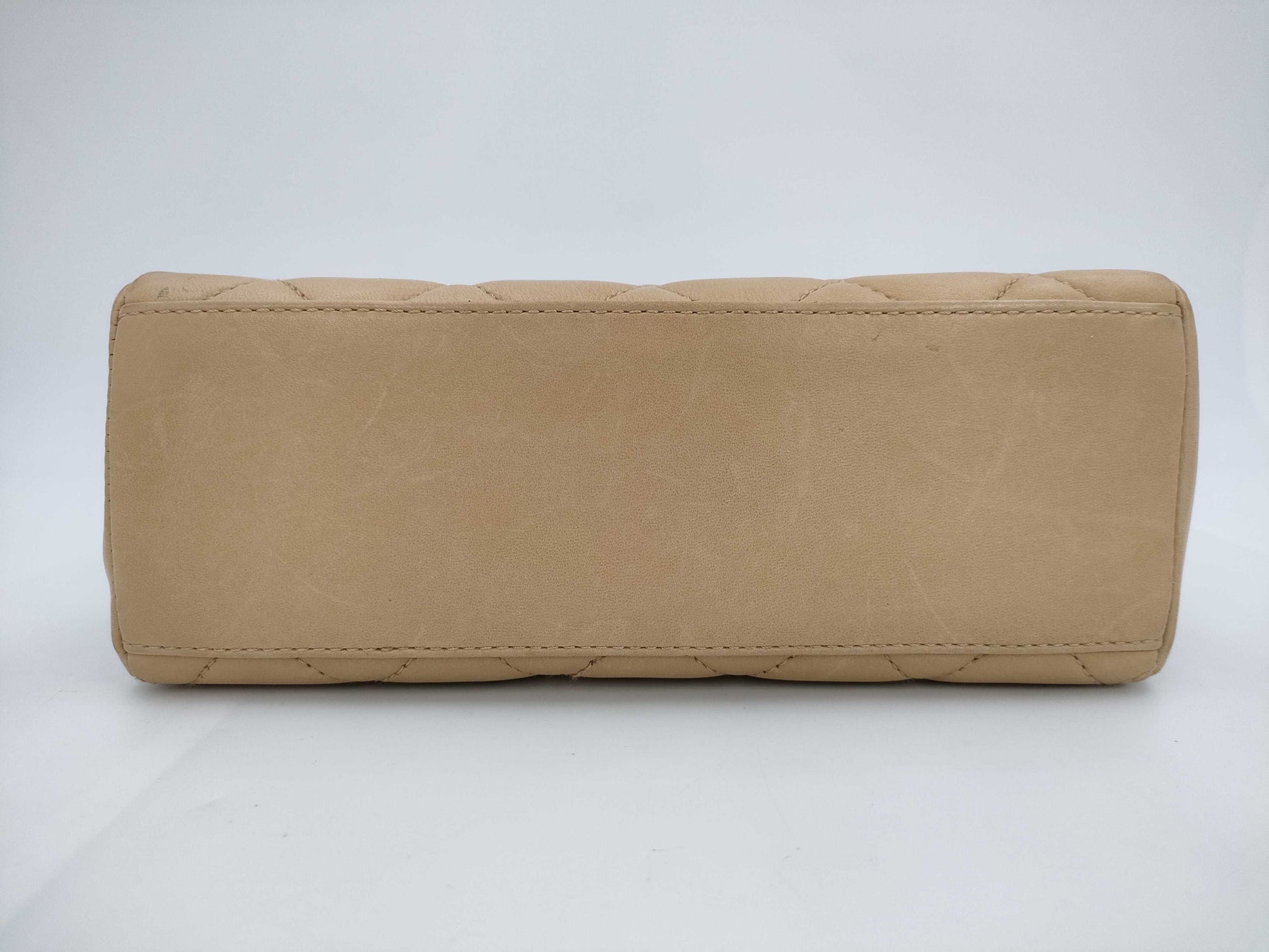 CHANEL Matelasse Plastic Chain Shoulder Bag, Lamb, G Hardware, Beige, 6664952 Handbag