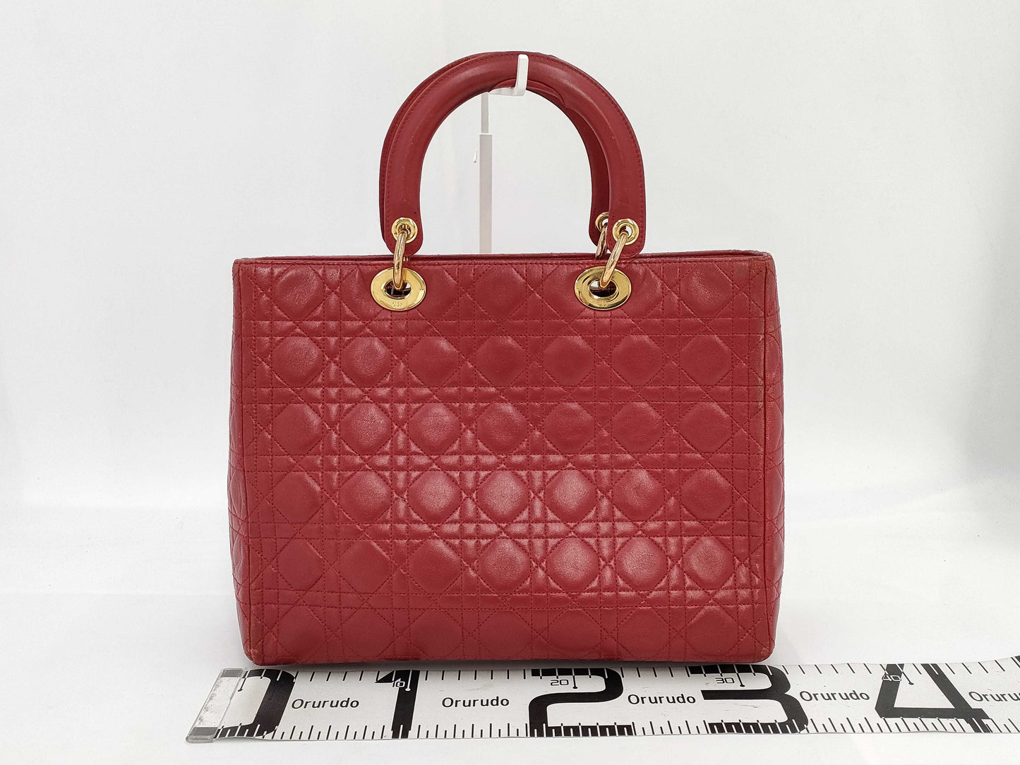 Dior Christian Dior Lady Dior 2-way Leather Handbag in Red