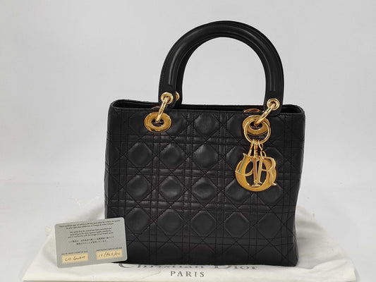 Dior Christian Dior Lady Dior Medium Leather Black Handbag
