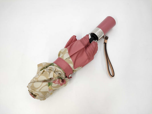 COACH Signature Folding Umbrella, Brown and Pink