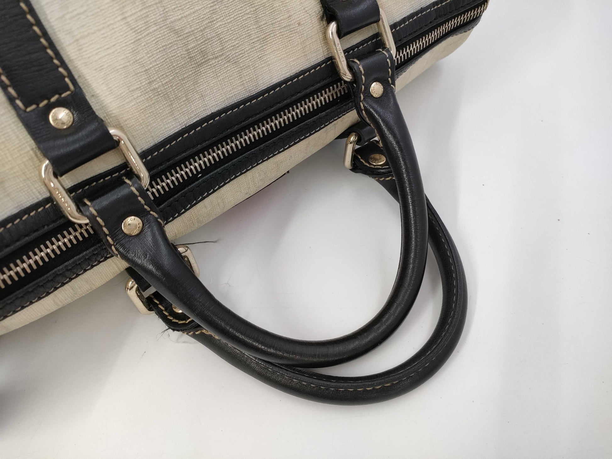 GUCCI GG Plus Handbag PVC White x Black 193603