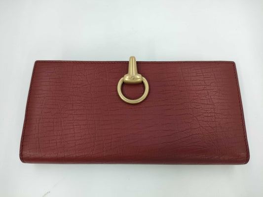 GUCCI Horsebit Long Wallet Leather Red 101602 Wallet