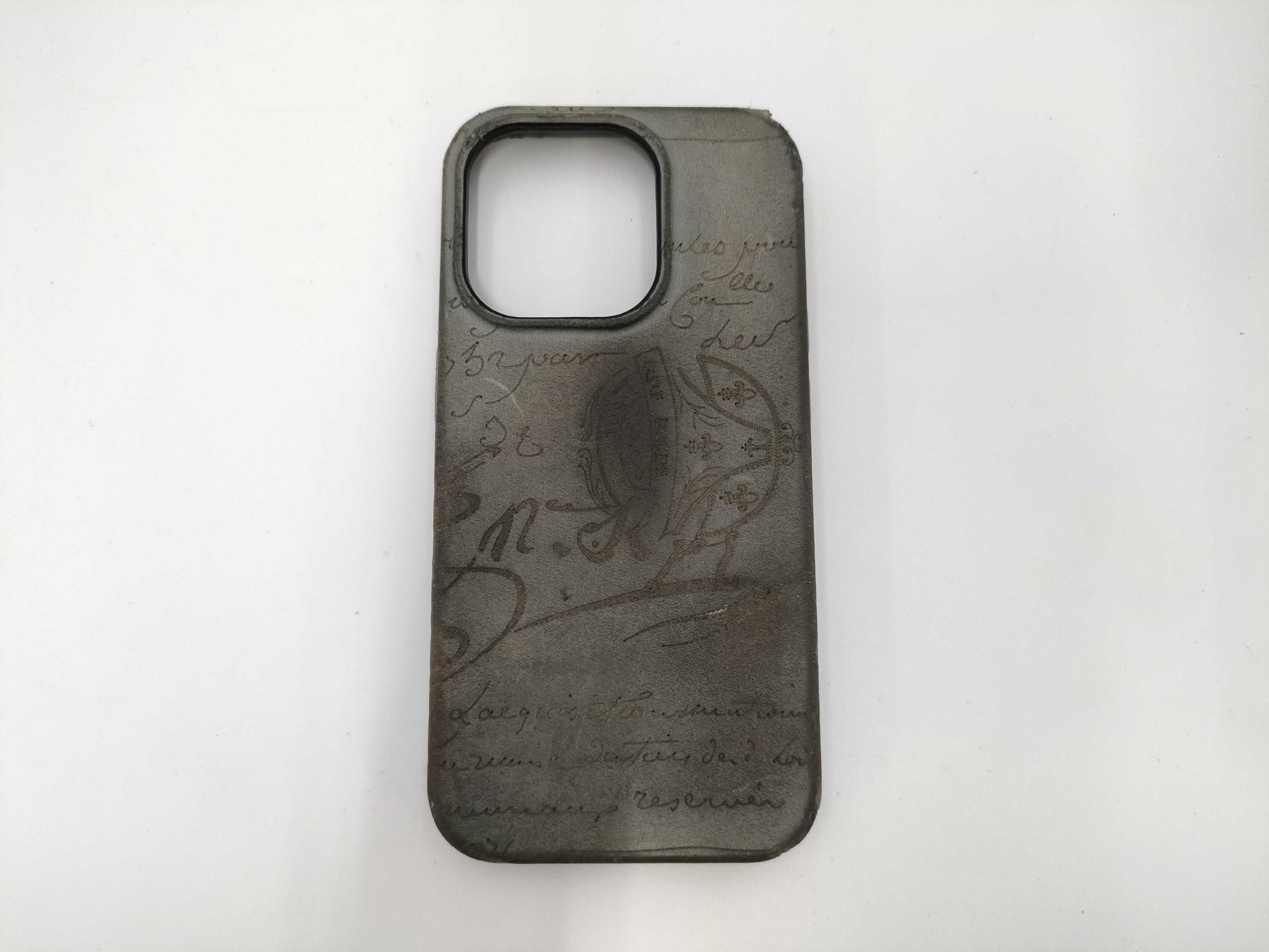 Berluti Calligraphy Smartphone Case, Leather, Gray, Other Accessories