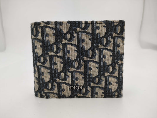 Dior Christian Dior Oblique Bifold Wallet Jacquard Beige x Black Wallet