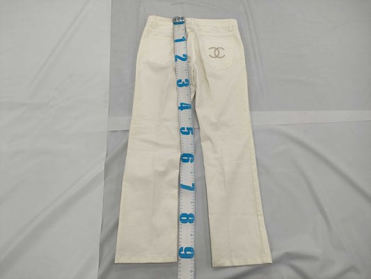 CHANEL Pants, Cotton, White