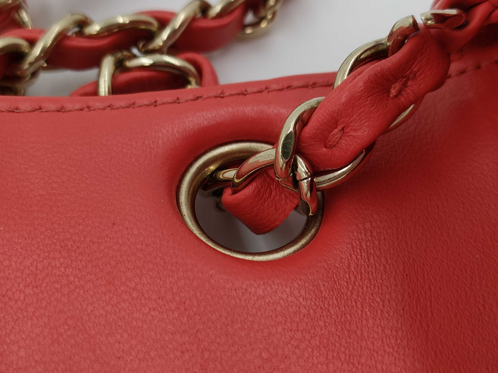CHANEL Mini Matelasse Chain Shoulder Bag, Red