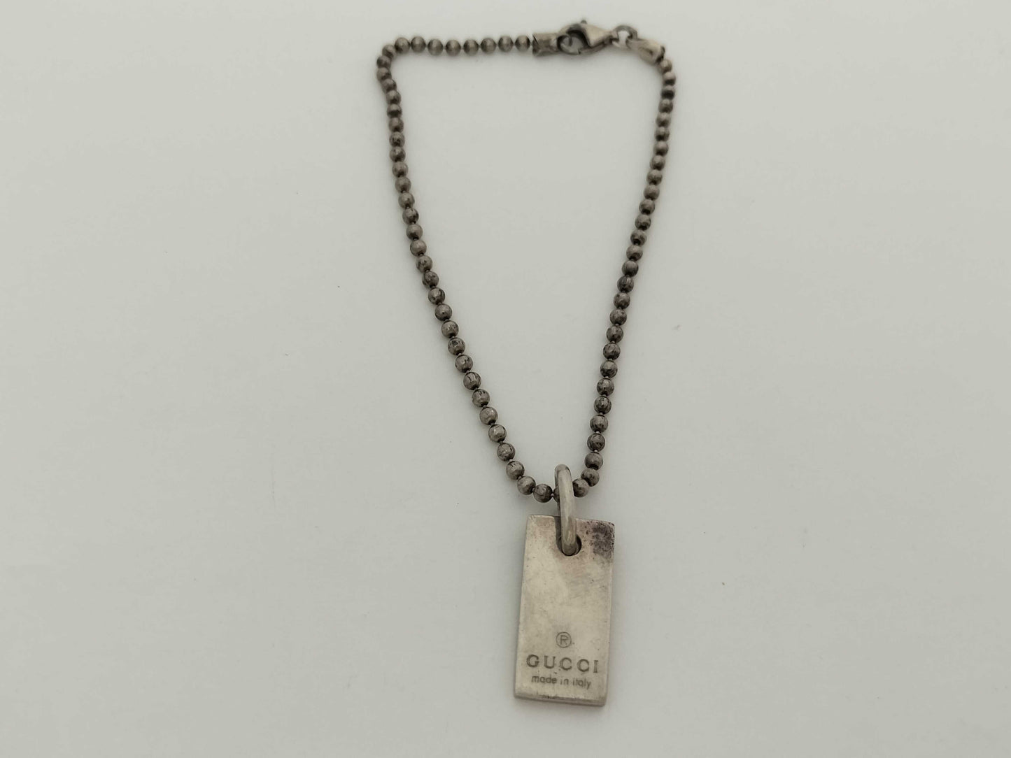 GUCCI GUCCI Gucci Logo Plate Silver 925 Ball Chain Keychain Strap Bracelet/Bangle