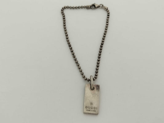 GUCCI GUCCI Gucci Logo Plate Silver 925 Ball Chain Keychain Strap Bracelet/Bangle