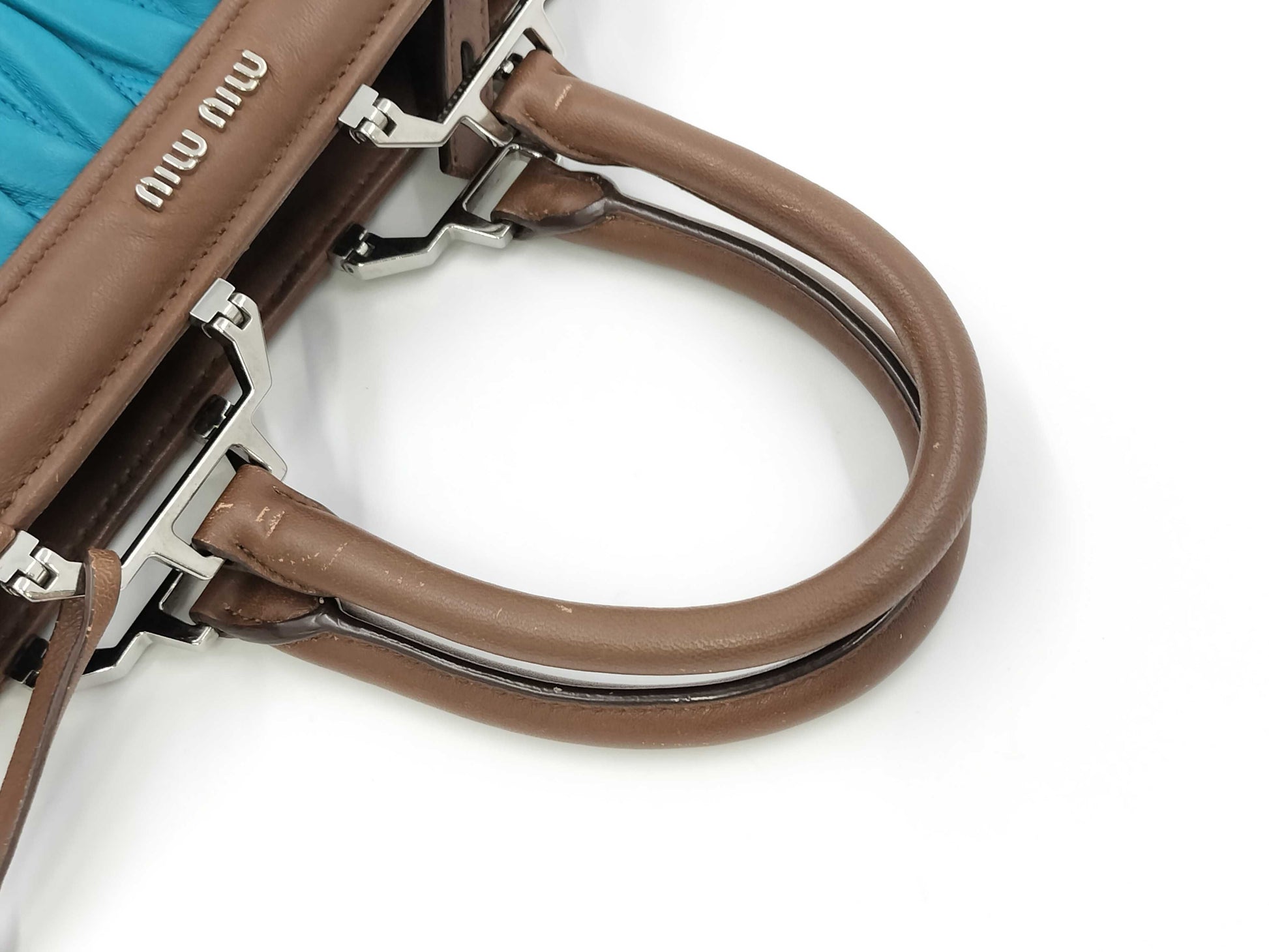Miu Miu Matelasse Brown Blue Handbag