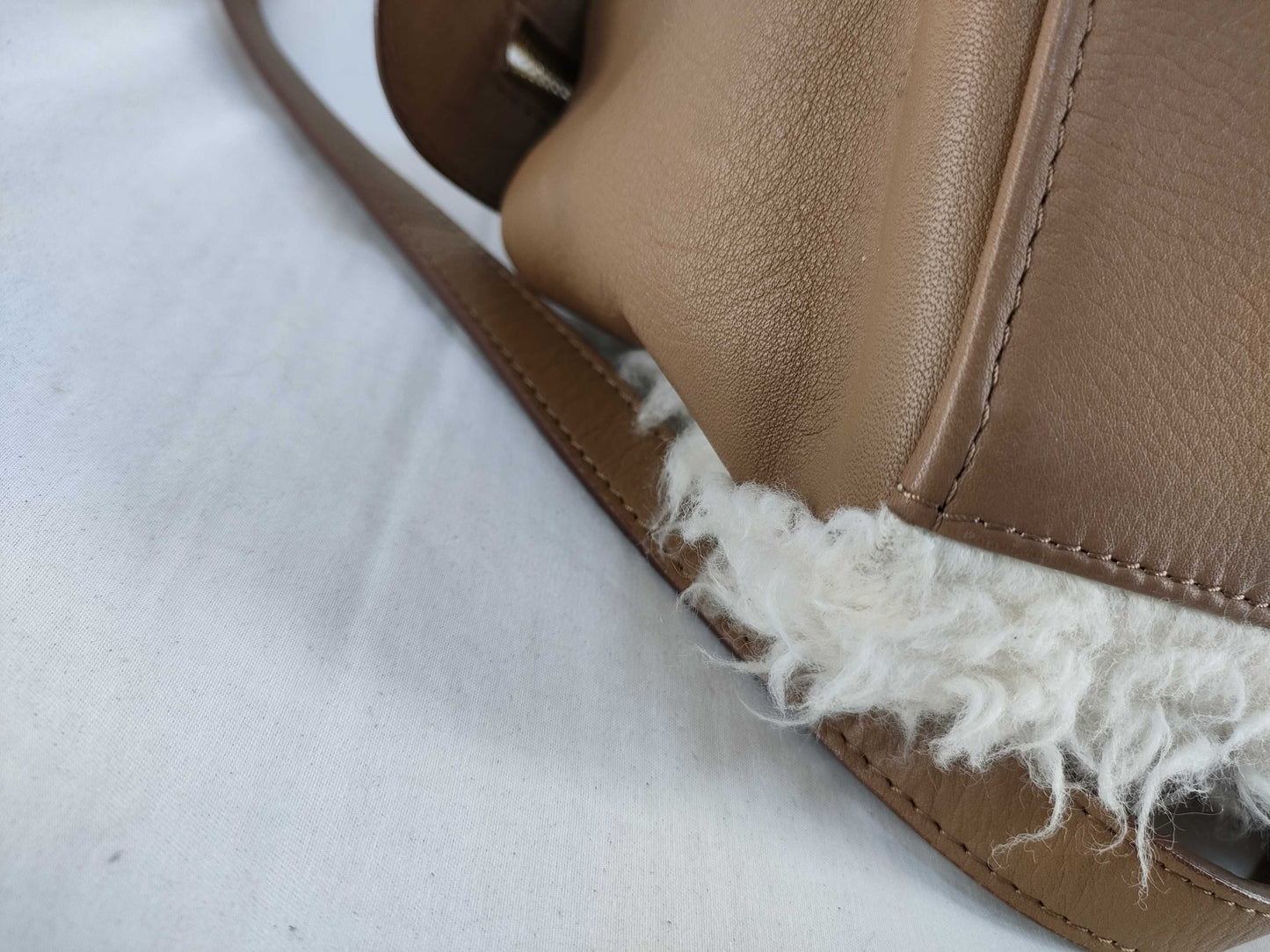 SEE BY CHLOE 2-WAY Handbag with Long Strap, Brown Fur