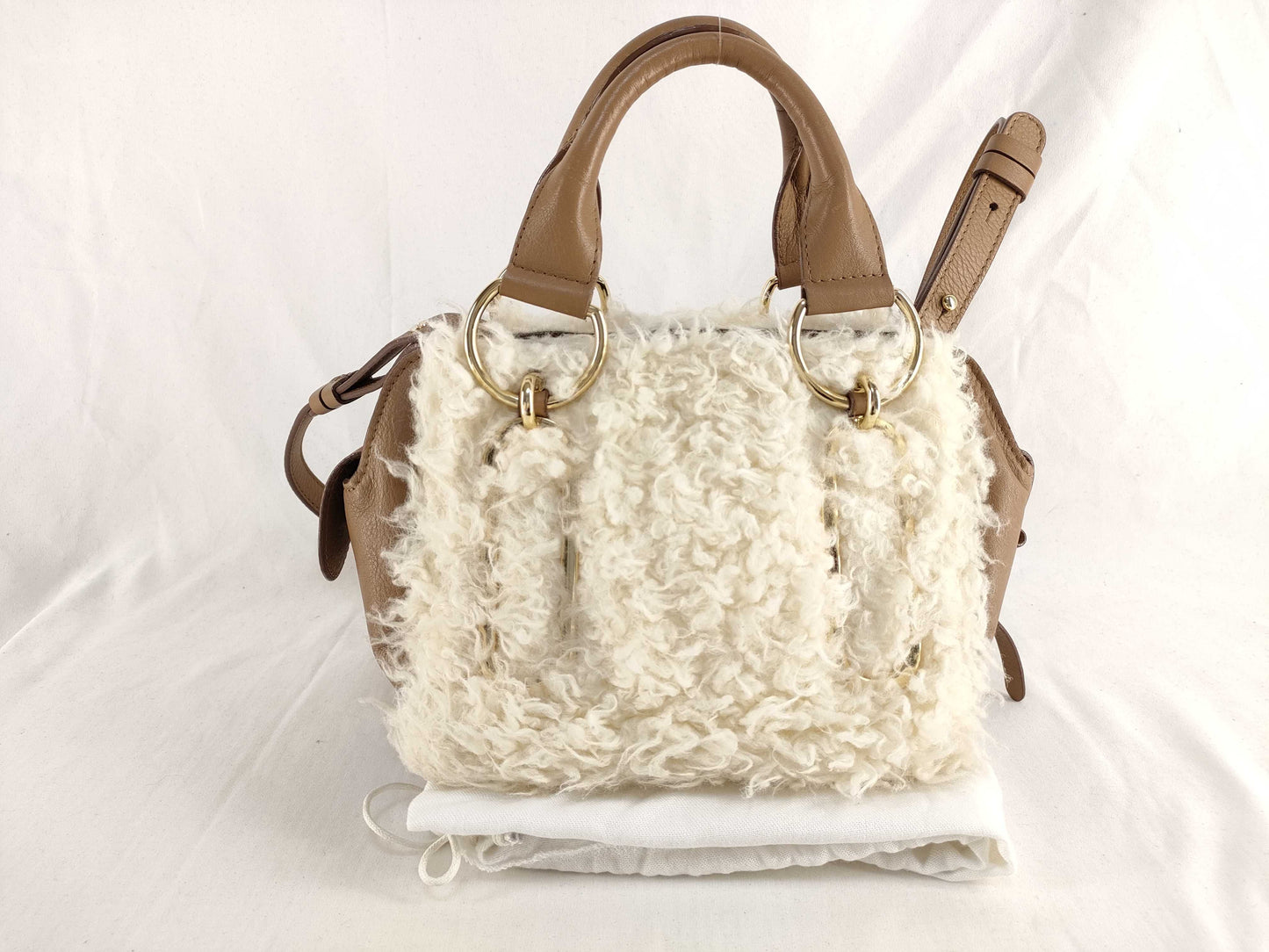 SEE BY CHLOE 2-WAY Handbag with Long Strap, Brown Fur