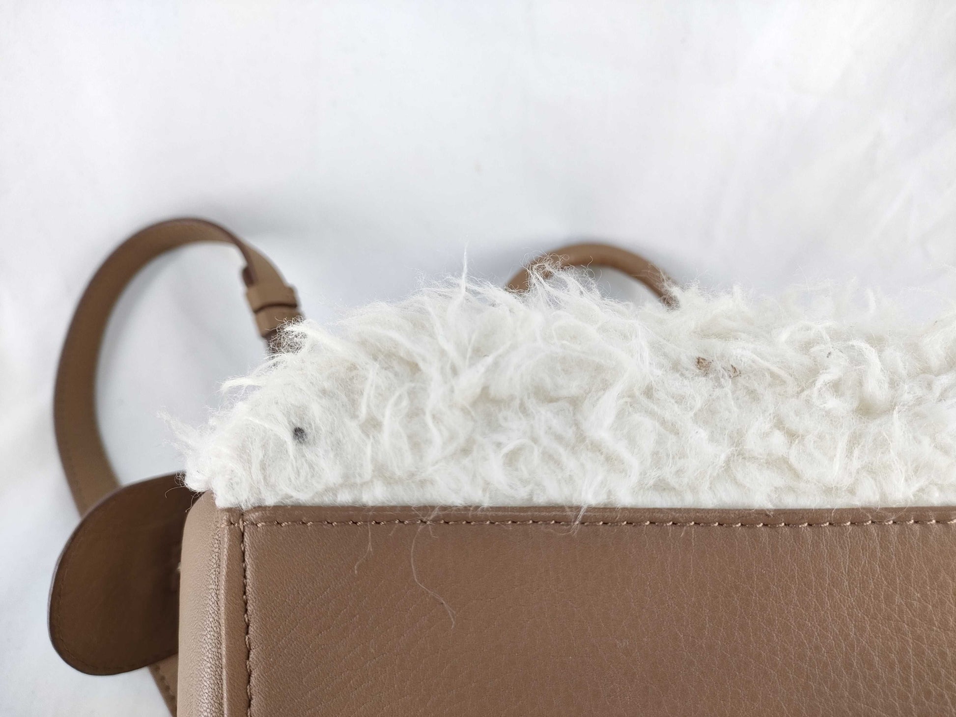 SEE BY CHLOE 2-WAY Handbag with Long Strap, Brown Fur