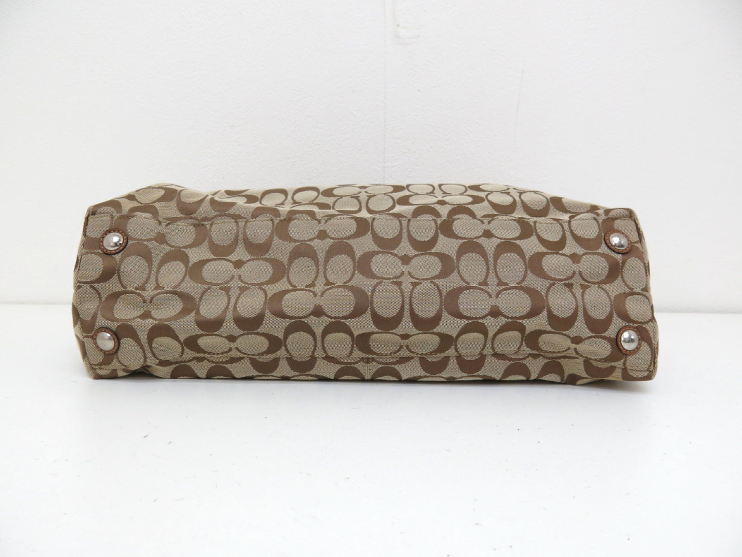 COACH COACH Signature Canvas and Leather Tote Handbag Brown